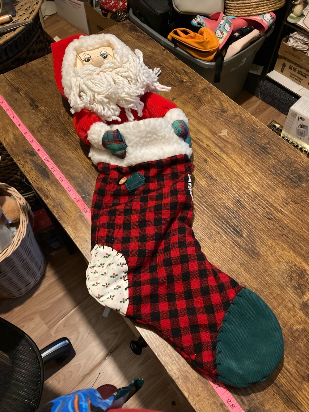 Vintage Fun World plush Santa Christmas stocking